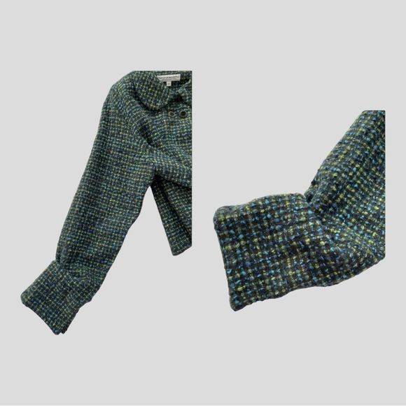 Anna Marie Rice Pita Vintage Wool Tweed Crop Blazer Jacket Blue/Green Women's 2 - Picture 8 of 12